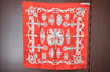 Authentic HERMES Petit Carre 40 Scarf Handkerchief "FERRONNERIE" Silk Red 4912G