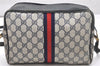 Authentic GUCCI Sherry Line Shoulder Cross Bag GG PVC Leather Navy Junk 4912K