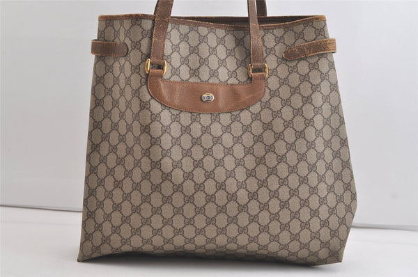 Authentic GUCCI Vintage Shoulder Tote Bag GG PVC Leather Brown 4913K