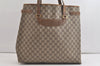 Authentic GUCCI Vintage Shoulder Tote Bag GG PVC Leather Brown 4913K