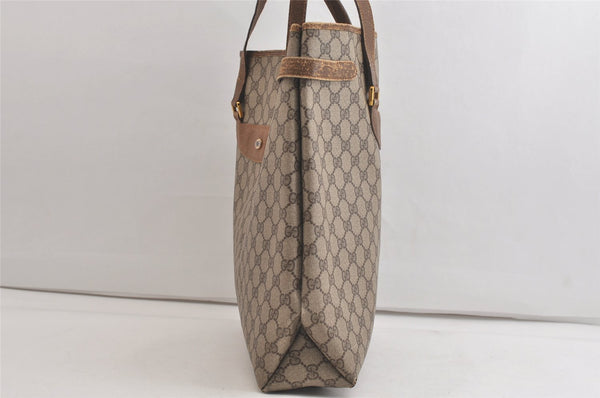 Authentic GUCCI Vintage Shoulder Tote Bag GG PVC Leather Brown 4913K