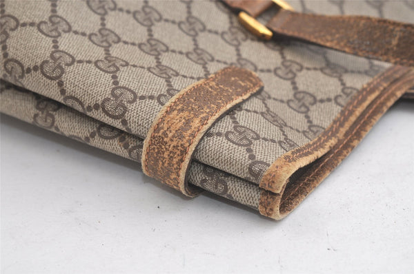Authentic GUCCI Vintage Shoulder Tote Bag GG PVC Leather Brown 4913K
