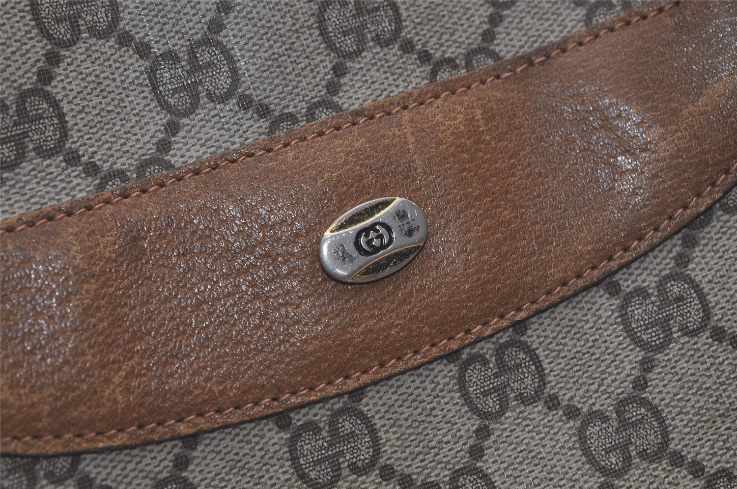 Authentic GUCCI Vintage Shoulder Tote Bag GG PVC Leather Brown 4913K