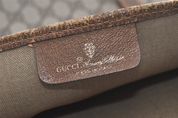 Authentic GUCCI Vintage Shoulder Tote Bag GG PVC Leather Brown 4913K