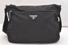 Authentic PRADA Nylon Tessuto Leather Shoulder Cross Body Bag Purse Black 4914J