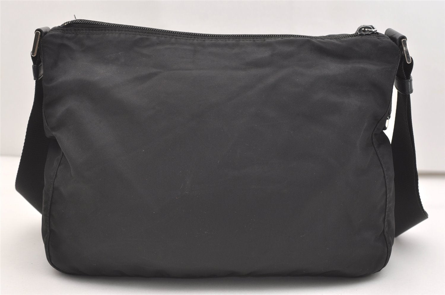 Authentic PRADA Nylon Tessuto Leather Shoulder Cross Body Bag Purse Black 4914J