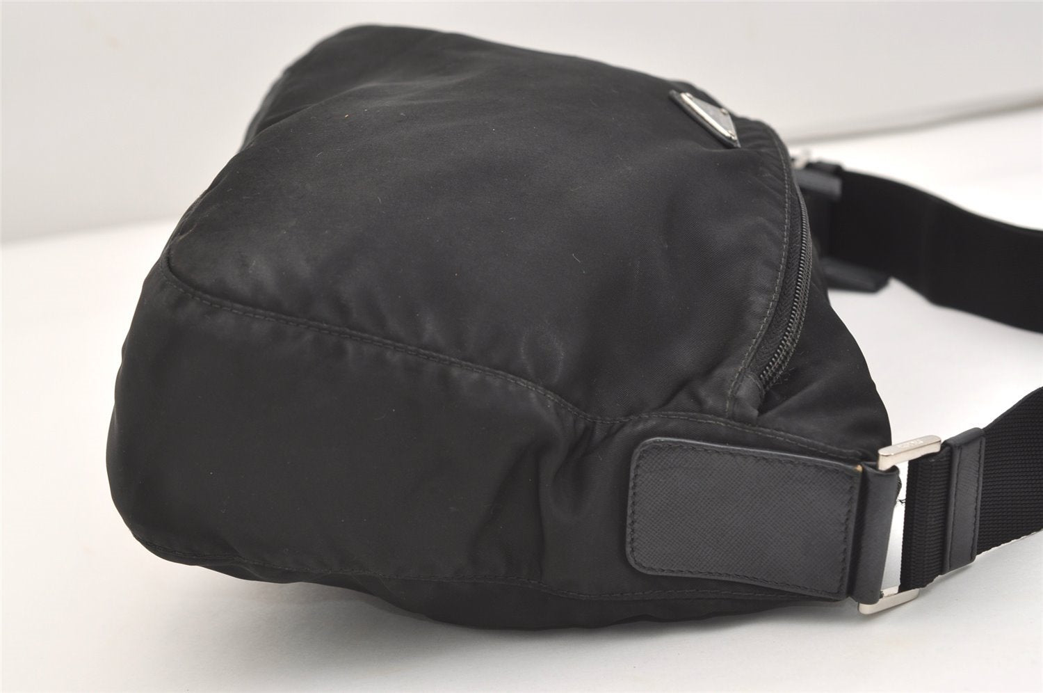 Authentic PRADA Nylon Tessuto Leather Shoulder Cross Body Bag Purse Black 4914J