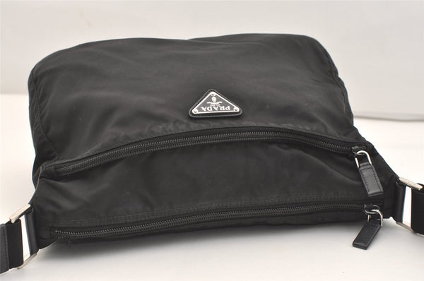 Authentic PRADA Nylon Tessuto Leather Shoulder Cross Body Bag Purse Black 4914J