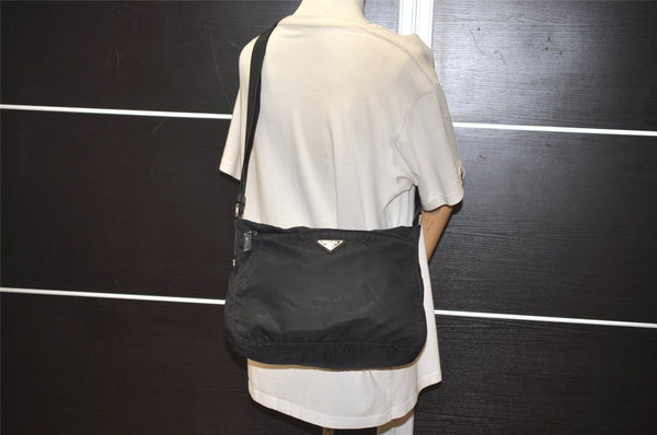Authentic PRADA Nylon Tessuto Leather Shoulder Cross Body Bag Purse Black 4914J