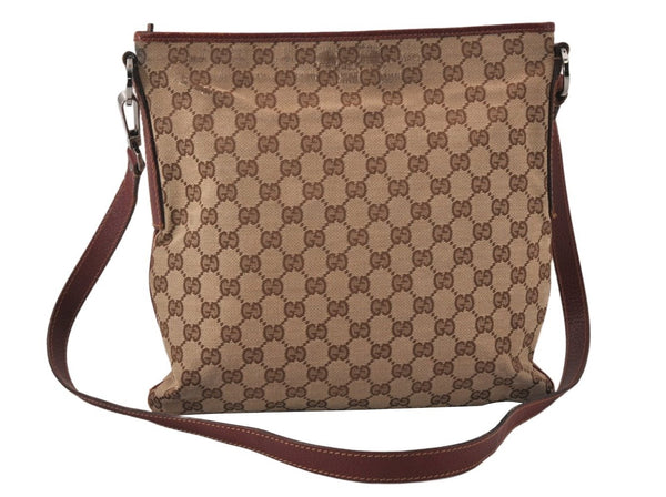 Authentic GUCCI Shoulder Cross Body Bag GG Canvas Leather 113013 Brown 4914K