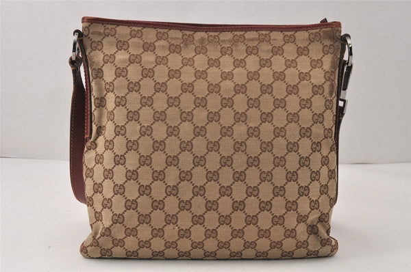 Authentic GUCCI Shoulder Cross Body Bag GG Canvas Leather 113013 Brown 4914K
