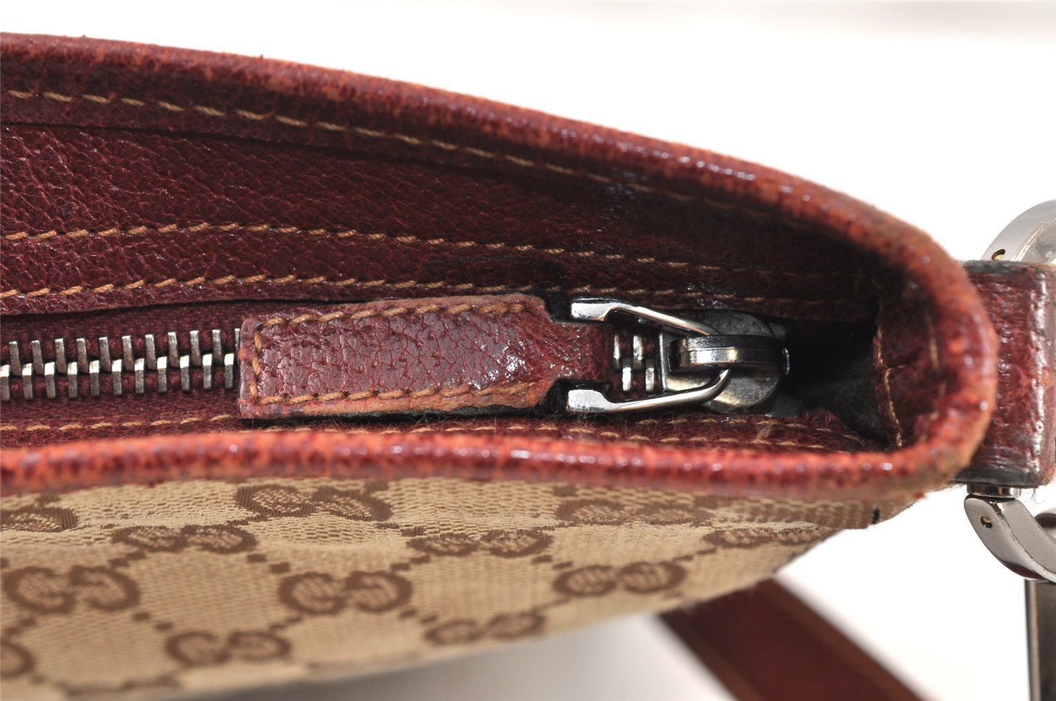 Authentic GUCCI Shoulder Cross Body Bag GG Canvas Leather 113013 Brown 4914K