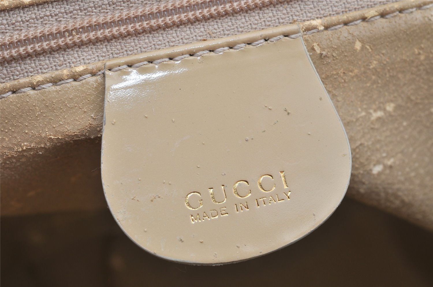 Authentic GUCCI Bamboo 2Way Shoulder Hand Bag Enamel Beige Junk 4915K