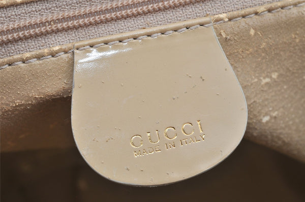 Authentic GUCCI Bamboo 2Way Shoulder Hand Bag Enamel Beige Junk 4915K