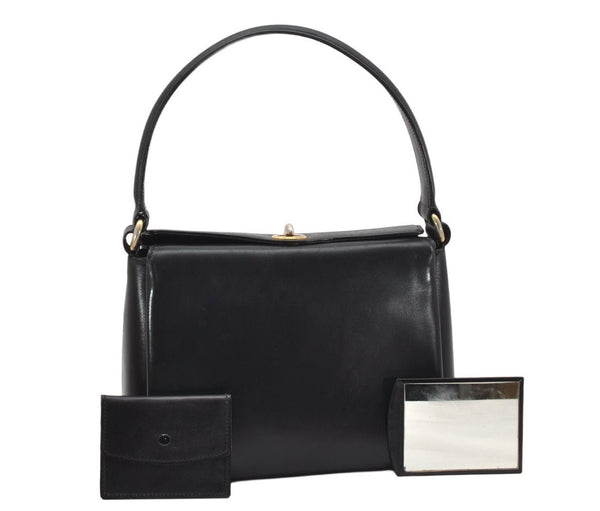 Authentic GUCCI Vintage Shoulder Hand Bag Purse Leather Black 4916K