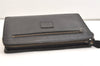 Authentic Burberrys Vintage Leather Clutch Hand Bag Purse Black 4917J