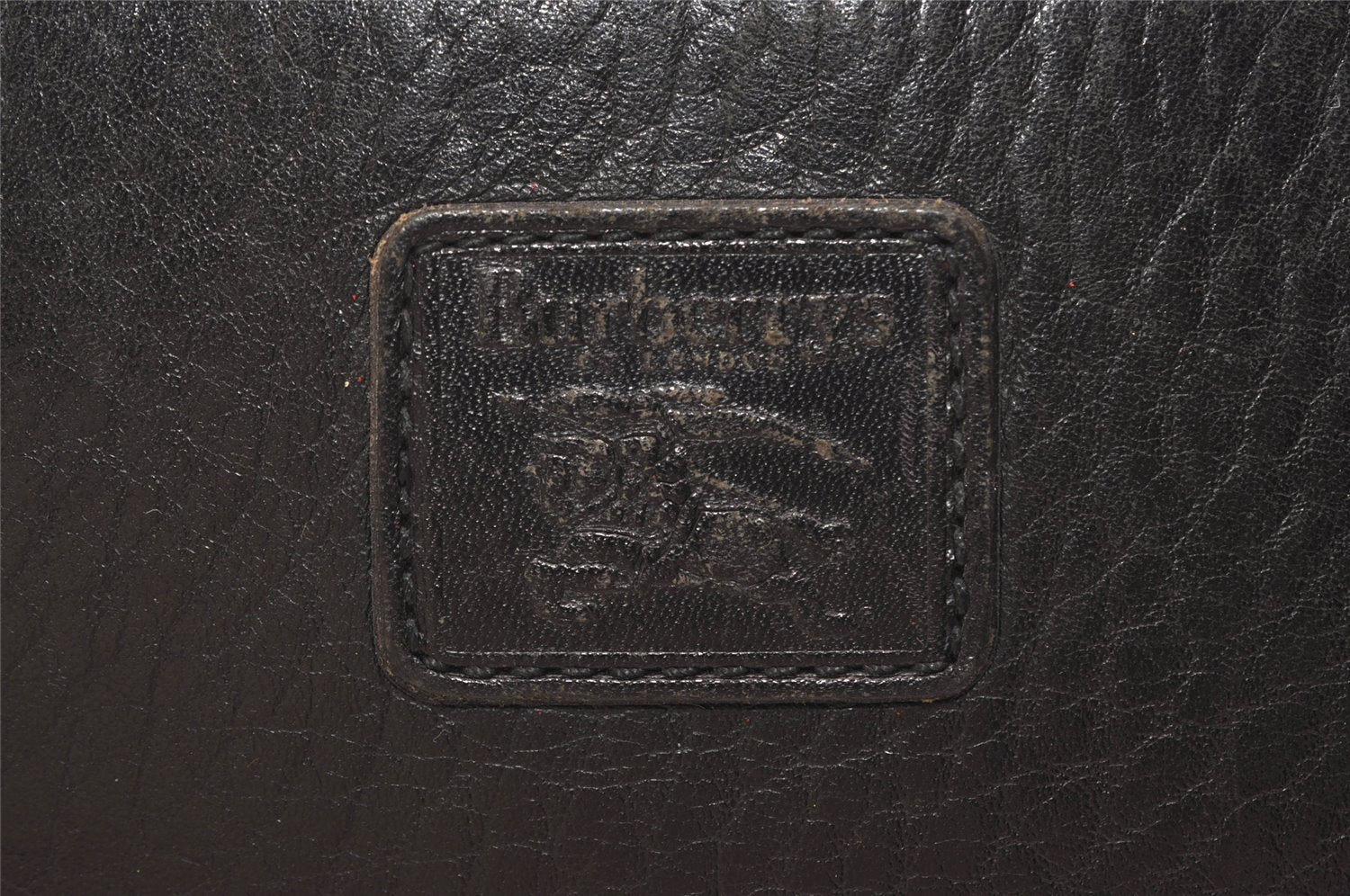 Authentic Burberrys Vintage Leather Clutch Hand Bag Purse Black 4917J