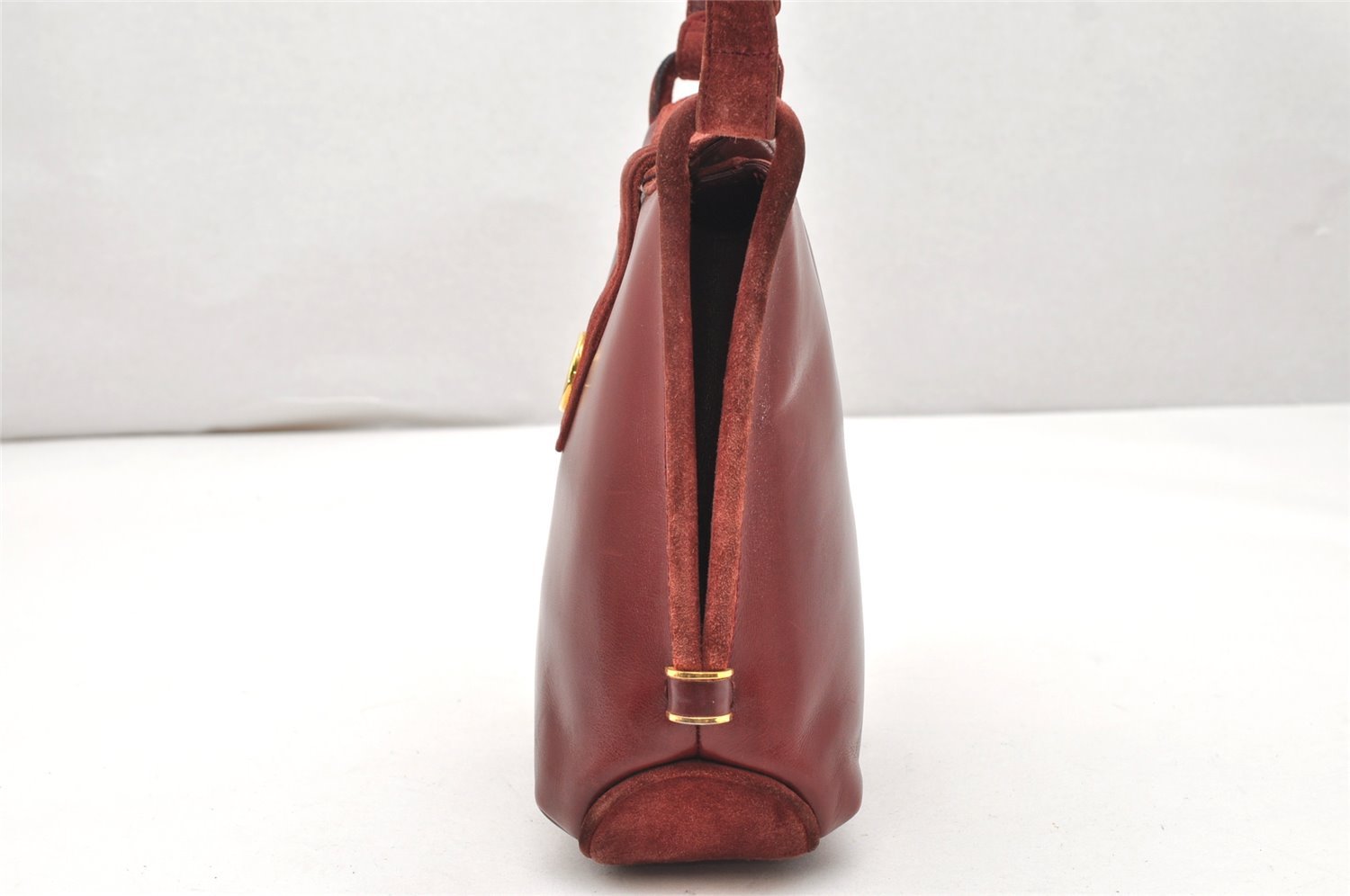 Authentic GUCCI Vintage Shoulder Hand Bag Purse Suede Leather Bordeaux 4917K