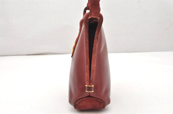 Authentic GUCCI Vintage Shoulder Hand Bag Purse Suede Leather Bordeaux 4917K