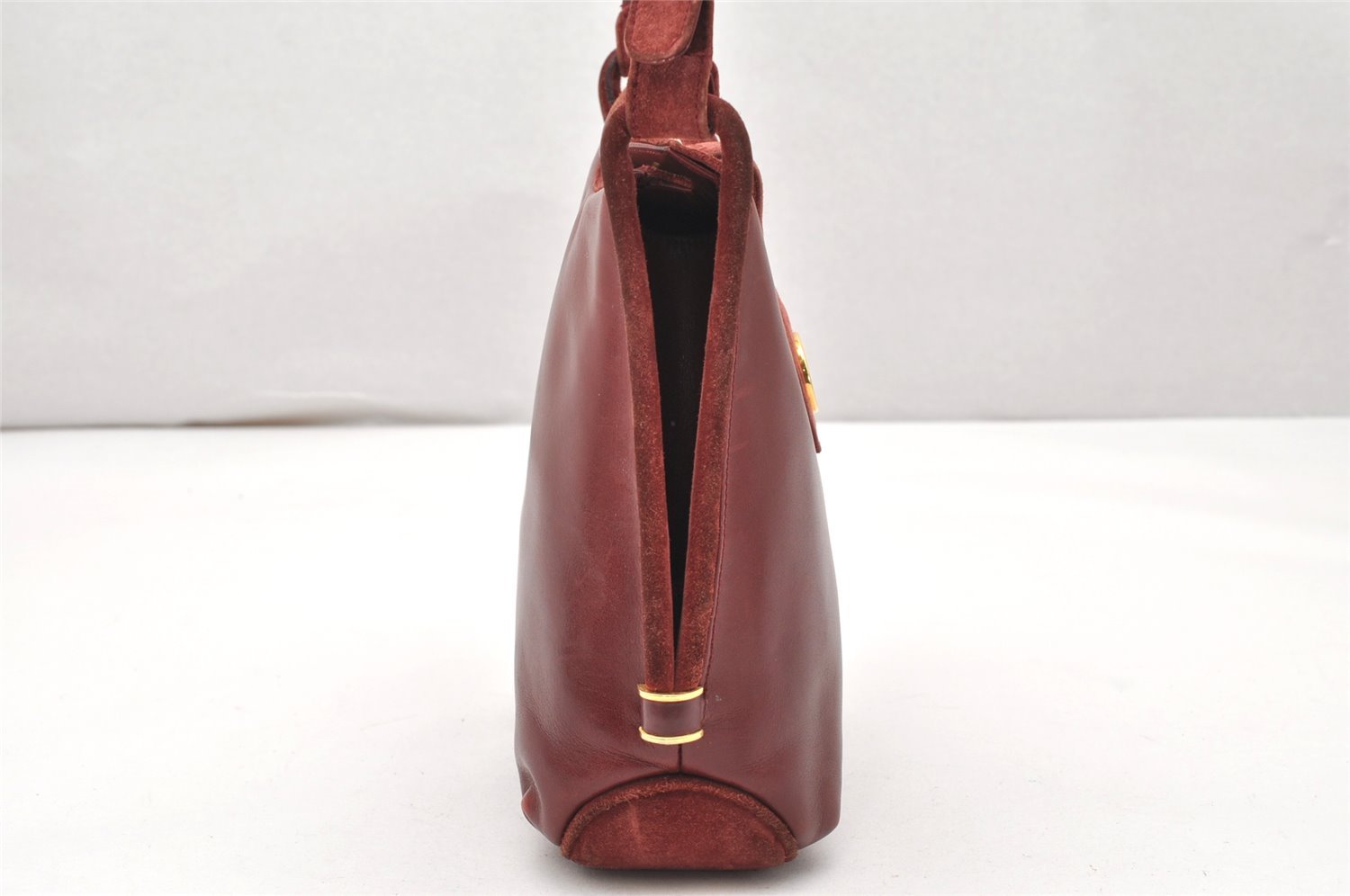Authentic GUCCI Vintage Shoulder Hand Bag Purse Suede Leather Bordeaux 4917K