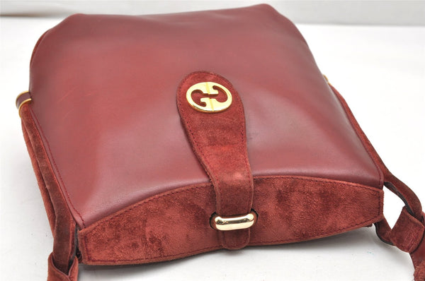 Authentic GUCCI Vintage Shoulder Hand Bag Purse Suede Leather Bordeaux 4917K