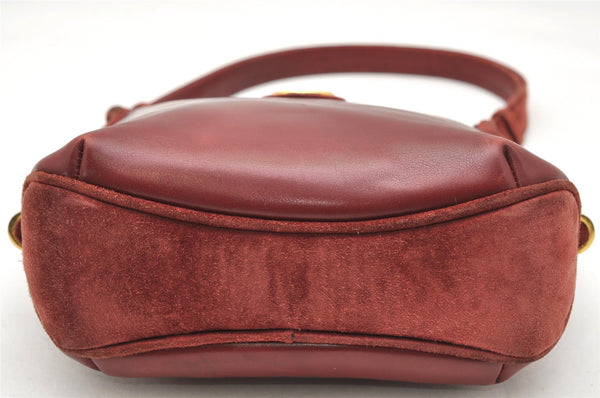 Authentic GUCCI Vintage Shoulder Hand Bag Purse Suede Leather Bordeaux 4917K