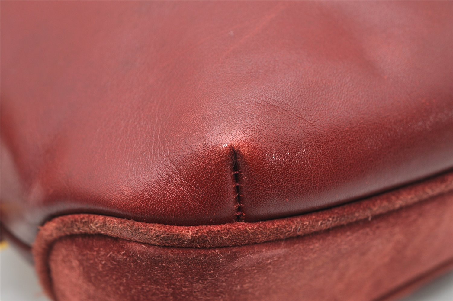 Authentic GUCCI Vintage Shoulder Hand Bag Purse Suede Leather Bordeaux 4917K