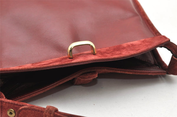 Authentic GUCCI Vintage Shoulder Hand Bag Purse Suede Leather Bordeaux 4917K
