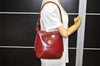 Authentic GUCCI Vintage Shoulder Hand Bag Purse Suede Leather Bordeaux 4917K