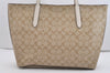 Authentic COACH Signature Shoulder Tote Bag PVC Leather Beige 4918J