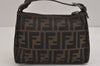 Authentic FENDI Vintage Zucca Hand Bag Purse Canvas Leather Brown Junk 4921J