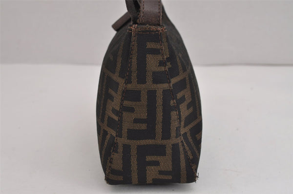 Authentic FENDI Vintage Zucca Hand Bag Purse Canvas Leather Brown Junk 4921J