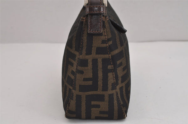 Authentic FENDI Vintage Zucca Hand Bag Purse Canvas Leather Brown Junk 4921J