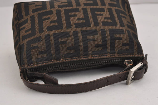 Authentic FENDI Vintage Zucca Hand Bag Purse Canvas Leather Brown Junk 4921J