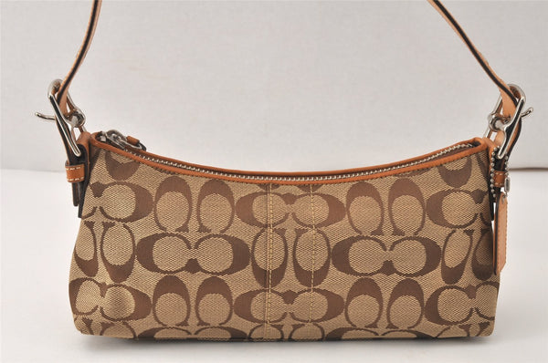 Authentic COACH Signature Shoulder Hand Bag Purse Canvas Leather Brown 4922K