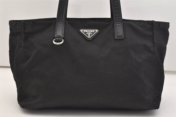 Authentic PRADA Nylon Tessuto Saffiano Leather Shoulder Tote Bag Black 4923J