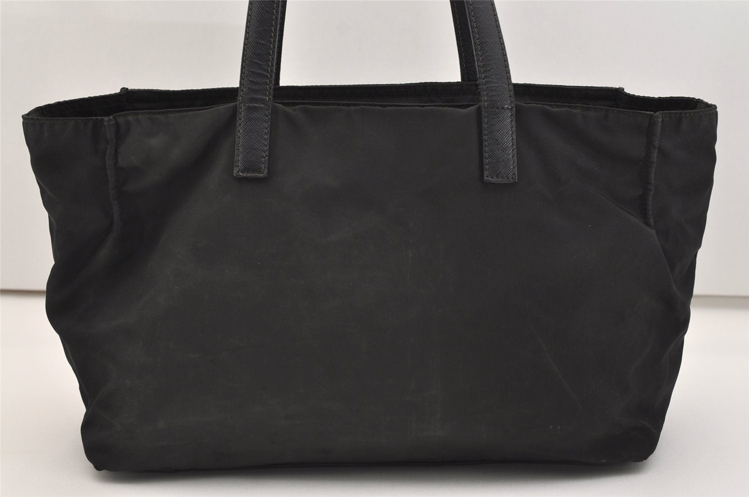 Authentic PRADA Nylon Tessuto Saffiano Leather Shoulder Tote Bag Black 4923J