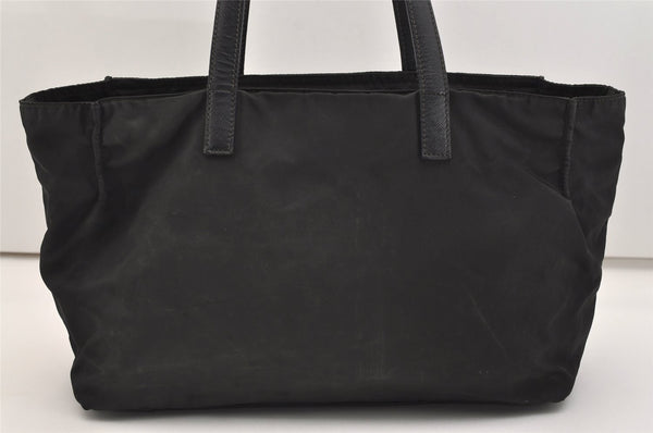 Authentic PRADA Nylon Tessuto Saffiano Leather Shoulder Tote Bag Black 4923J