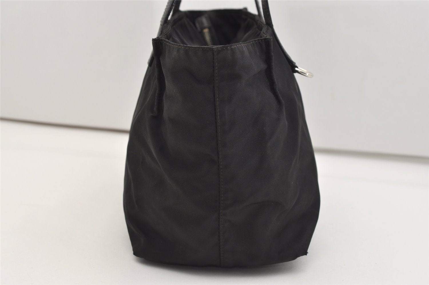 Authentic PRADA Nylon Tessuto Saffiano Leather Shoulder Tote Bag Black 4923J