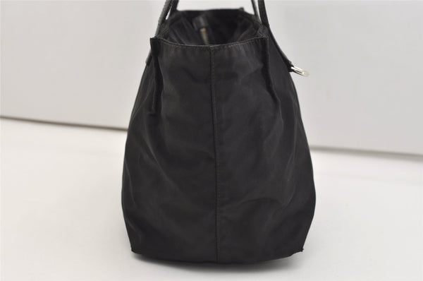 Authentic PRADA Nylon Tessuto Saffiano Leather Shoulder Tote Bag Black 4923J