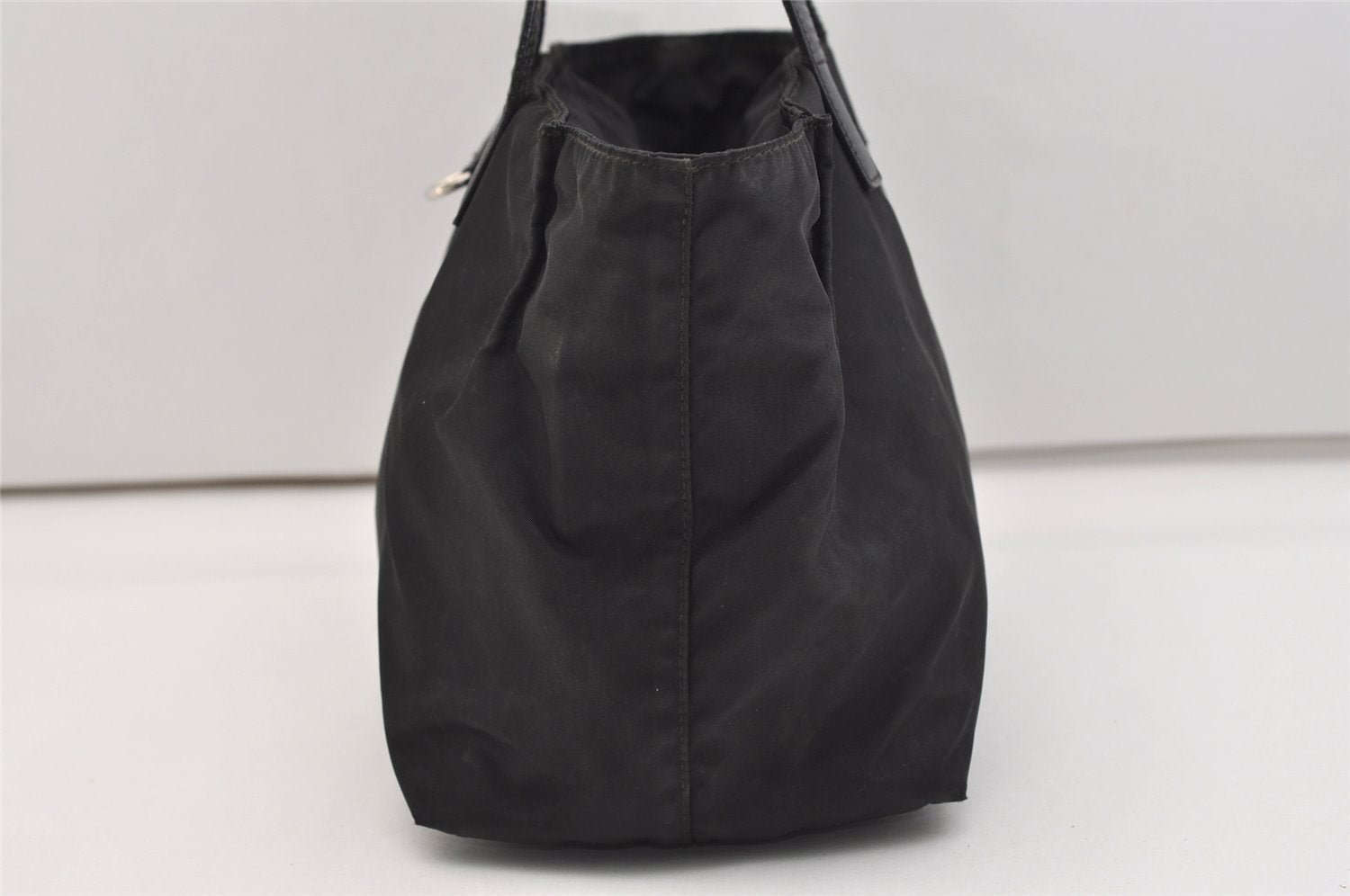 Authentic PRADA Nylon Tessuto Saffiano Leather Shoulder Tote Bag Black 4923J