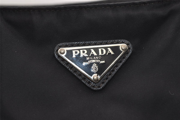 Authentic PRADA Nylon Tessuto Saffiano Leather Shoulder Tote Bag Black 4923J