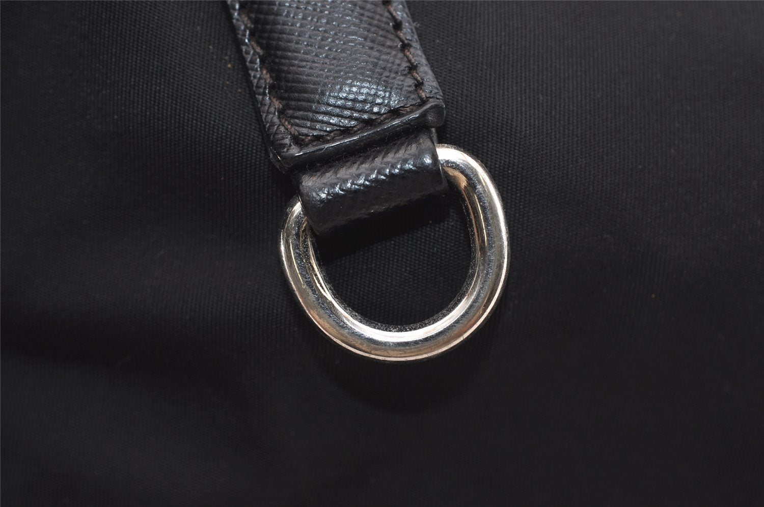 Authentic PRADA Nylon Tessuto Saffiano Leather Shoulder Tote Bag Black 4923J