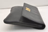 Authentic CELINE Horse Carriage Clutch Hand Bag Purse Leather Black 4924J