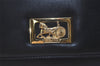 Authentic CELINE Horse Carriage Clutch Hand Bag Purse Leather Black 4924J