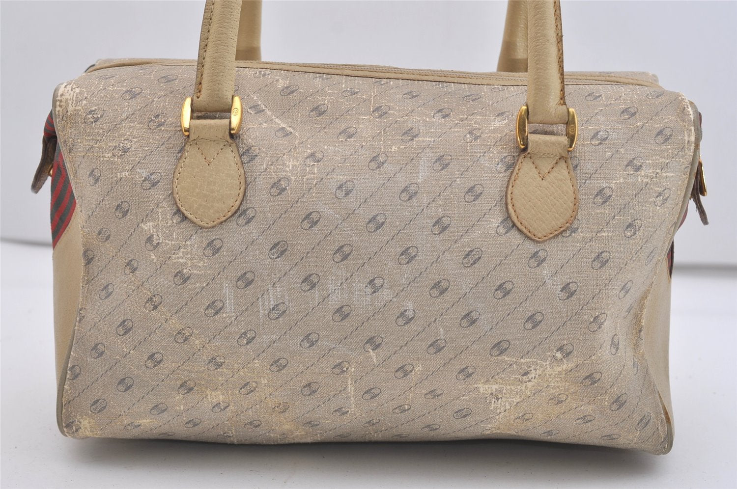 Authentic GUCCI Centennial Line Hand Boston Bag GG PVC Leather White Junk 4926J