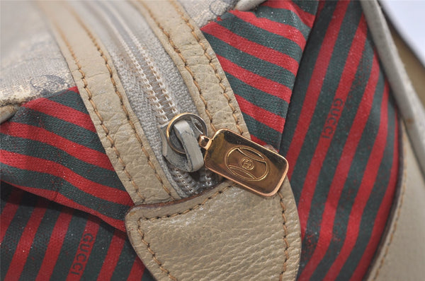 Authentic GUCCI Centennial Line Hand Boston Bag GG PVC Leather White Junk 4926J