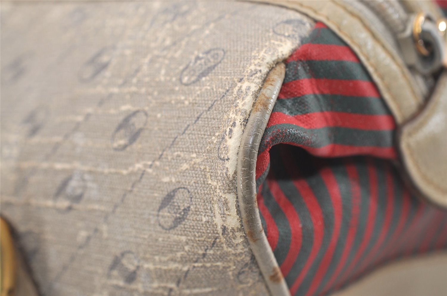 Authentic GUCCI Centennial Line Hand Boston Bag GG PVC Leather White Junk 4926J