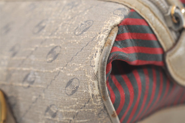 Authentic GUCCI Centennial Line Hand Boston Bag GG PVC Leather White Junk 4926J