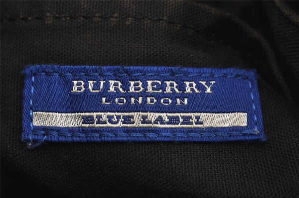 Authentic BURBERRY BLUE LABEL Check Shoulder Tote Bag Nylon Leather Black 4927J